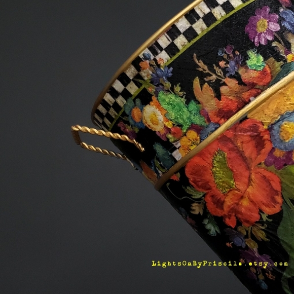 Mackenzie Childs Paper Decoupage Art in Vase - Picture 4 of 10